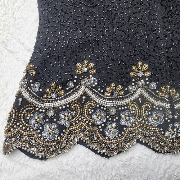 Vintage Elegant LAURENCE KAZAR Silk Blouse - intricate beading & sequin details - Picture 6 of 12